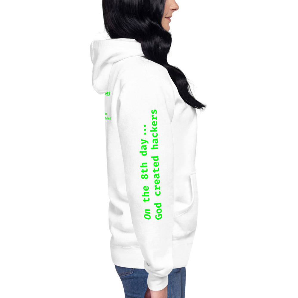 On the 8th day God created hackers - Unisex Hoodie (back print) by DarkByteGear