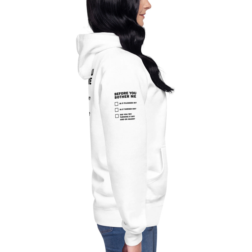 Before you bother me - Unisex Hoodie (back print) by DarkByteGear