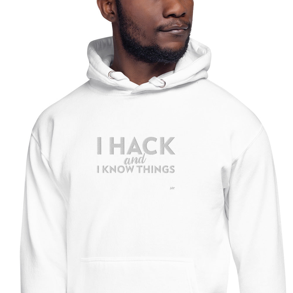 I hack and I know things - Unisex Hoodie (embroidered) by DarkByteGear