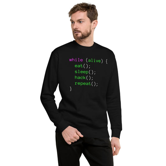 Eat sleep hack repeat - Unisex Premium Sweatshirt by DarkByteGear