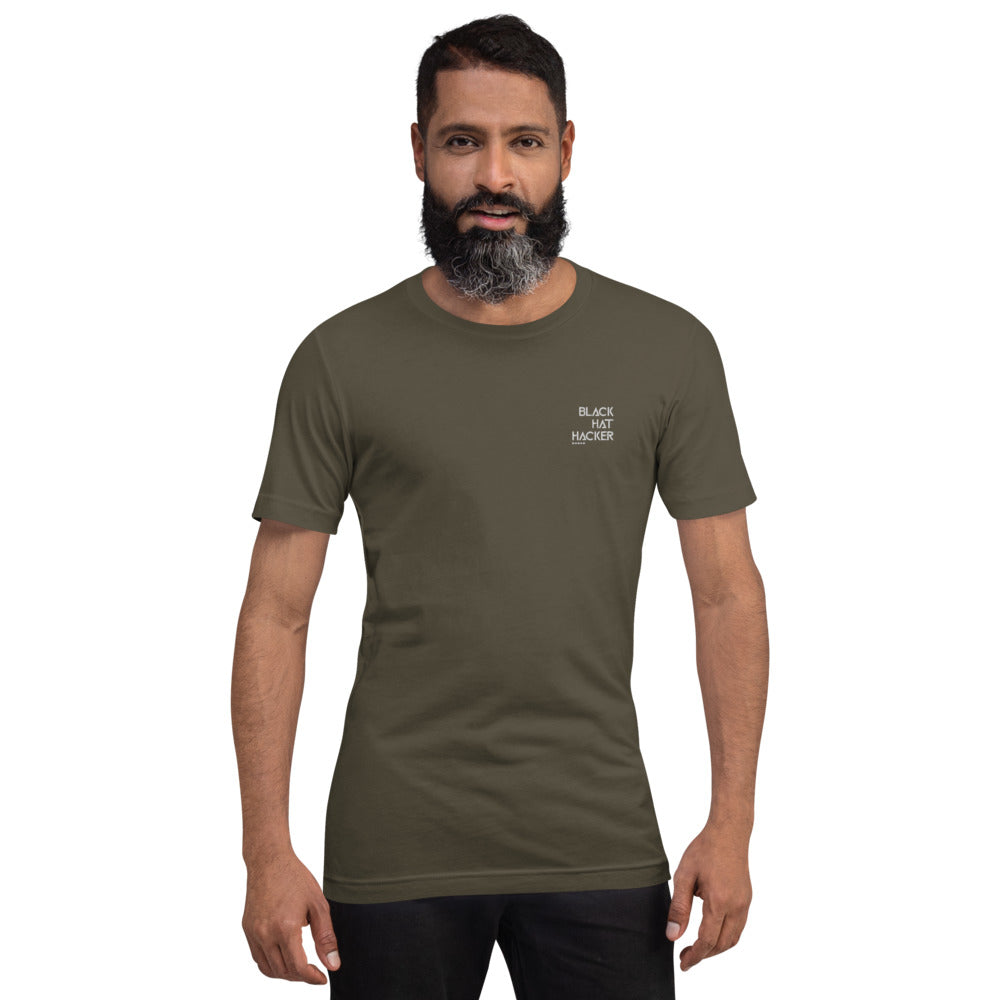 Black Hat Hacker - Short-Sleeve Unisex T-Shirt (embroidered ) by DarkByteGear