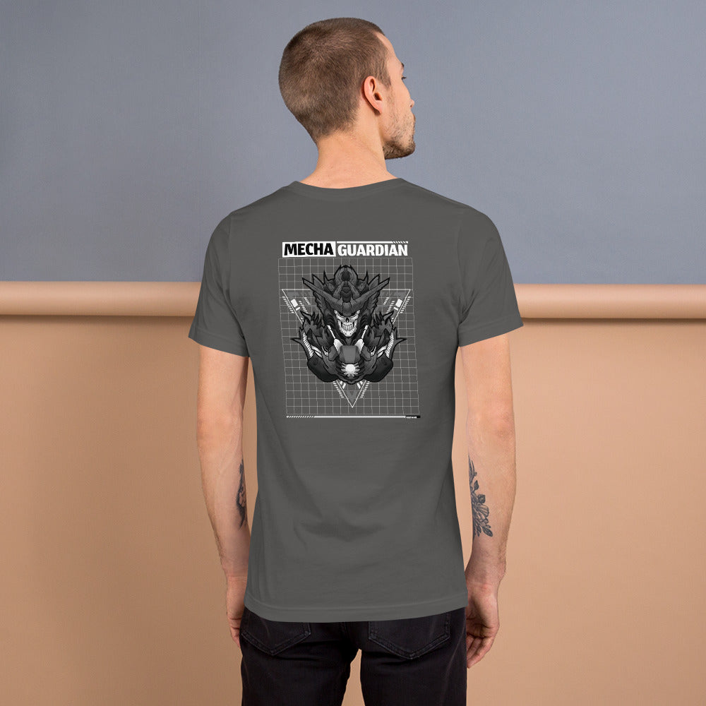 Mecha Guardian - Short-Sleeve Unisex T-Shirt (back print) by DarkByteGear