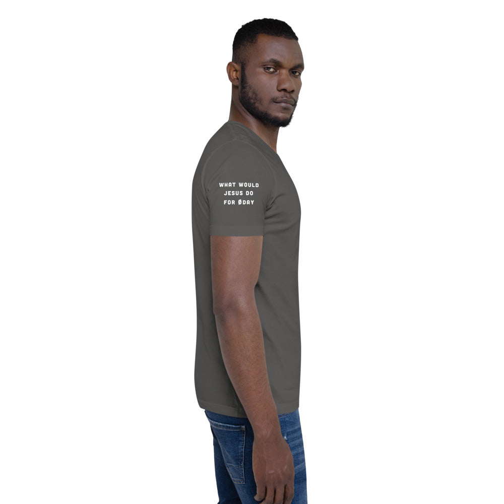 What would Jesus do for 0day - Short-Sleeve Unisex T-Shirt (all side print) by DarkByteGear