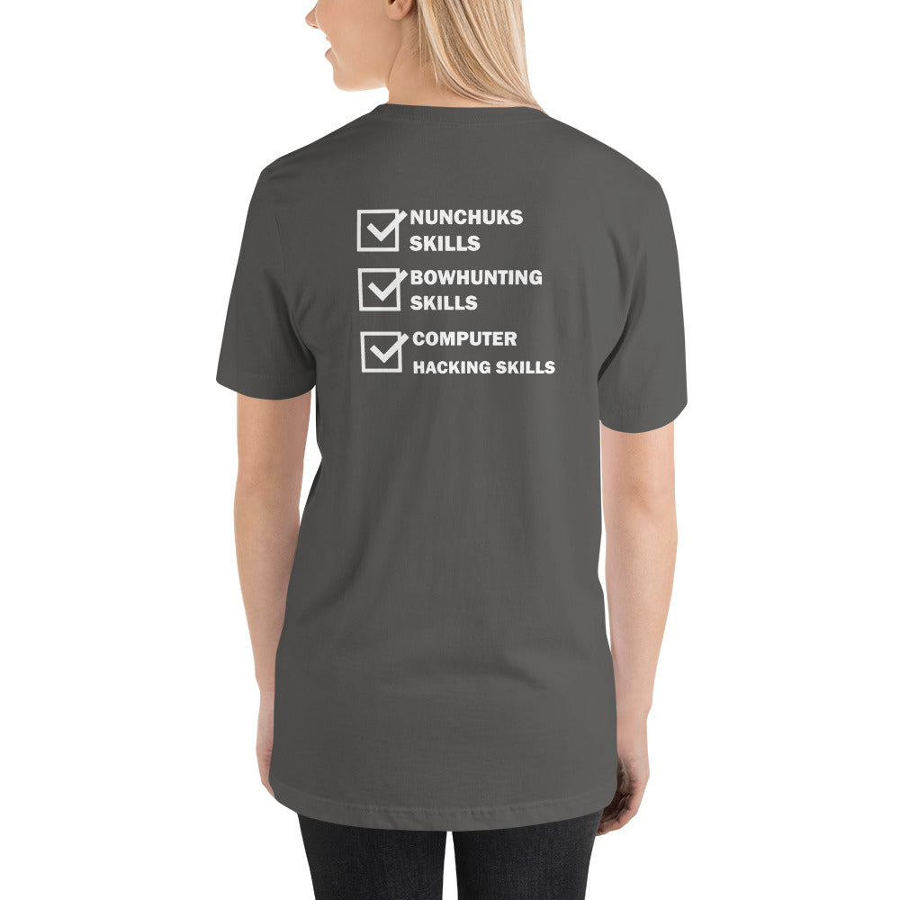Computer Hacking Skills - Short-Sleeve Unisex T-Shirt (back print) by DarkByteGear