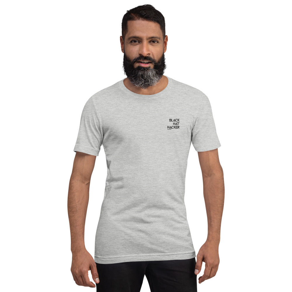 Black Hat Hacker - Short-Sleeve Unisex T-Shirt (embroidered ) by DarkByteGear
