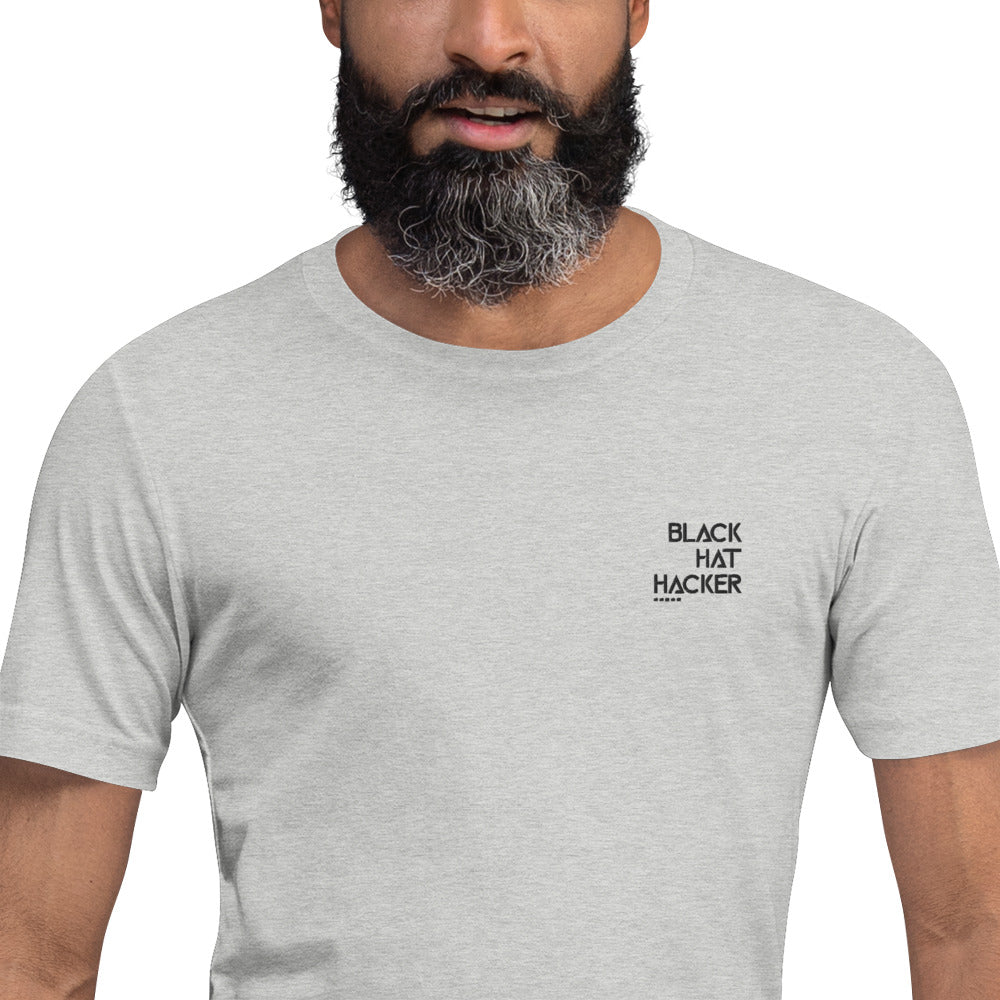 Black Hat Hacker - Short-Sleeve Unisex T-Shirt (embroidered ) by DarkByteGear