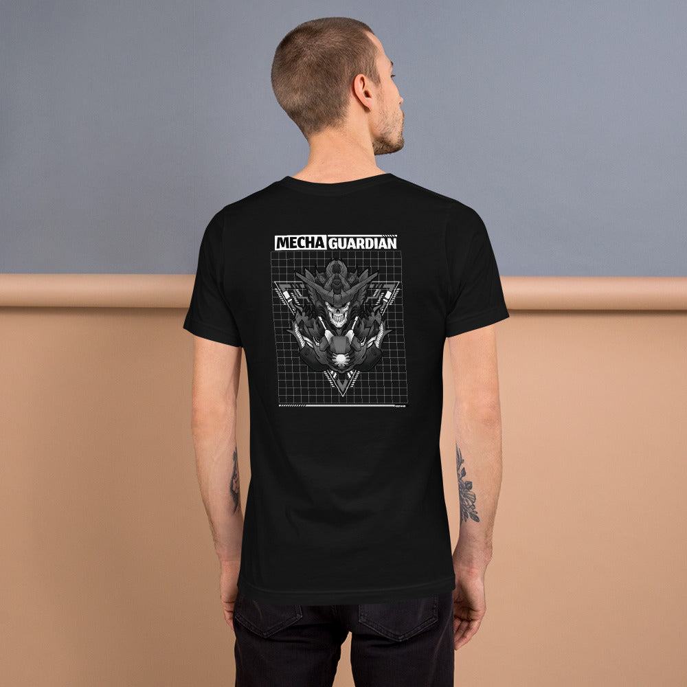 Mecha Guardian - Short-Sleeve Unisex T-Shirt (back print) by DarkByteGear