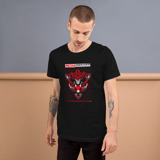Red Mecha Guardian - Short-Sleeve Unisex T-Shirt by DarkByteGear