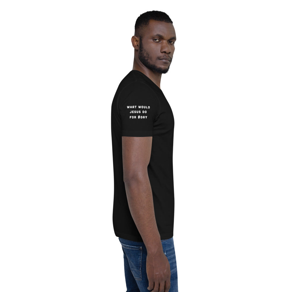 What would Jesus do for 0day - Short-Sleeve Unisex T-Shirt (all side print) by DarkByteGear