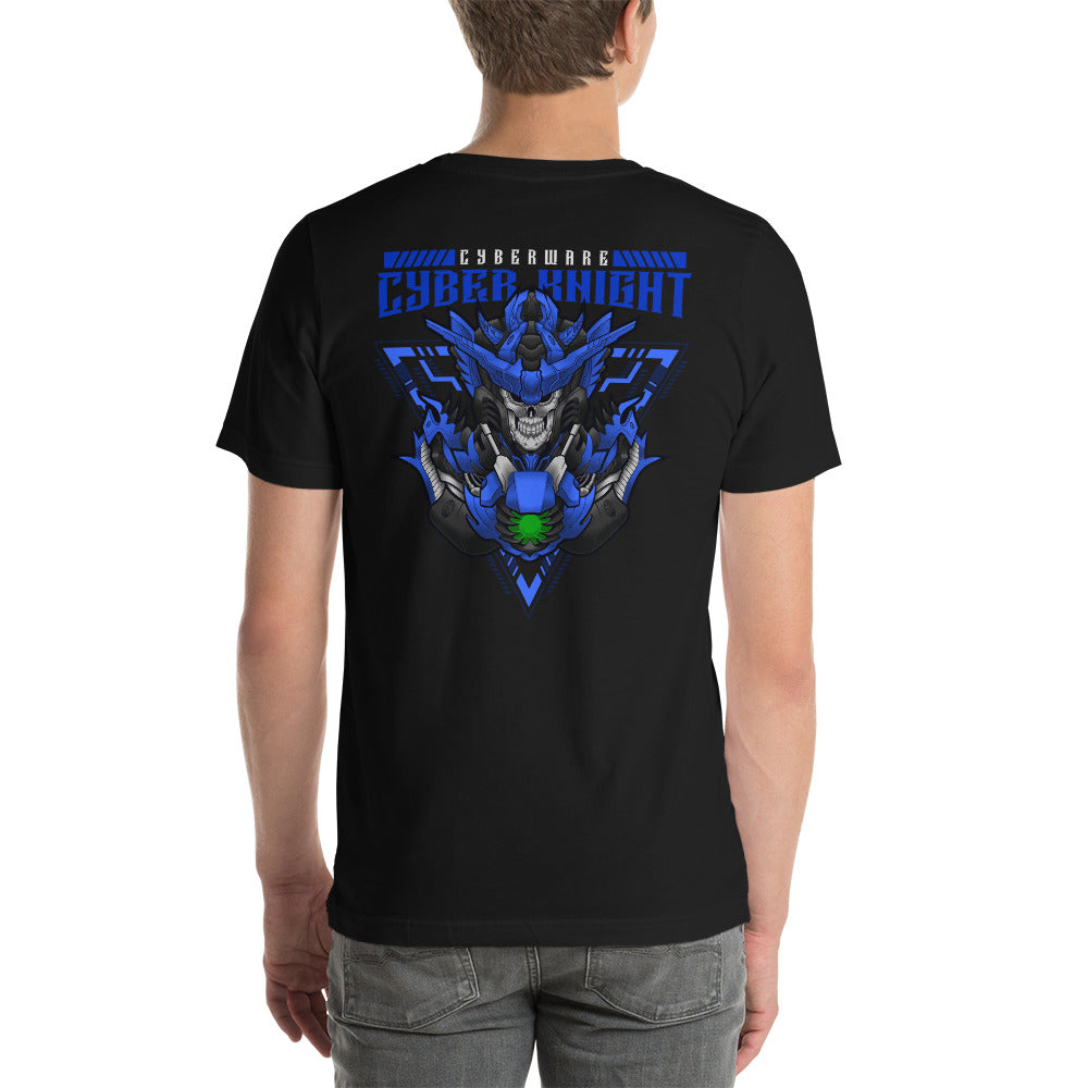 CyberWare Cyber knight - Short-Sleeve Unisex T-Shirt (back print) by DarkByteGear