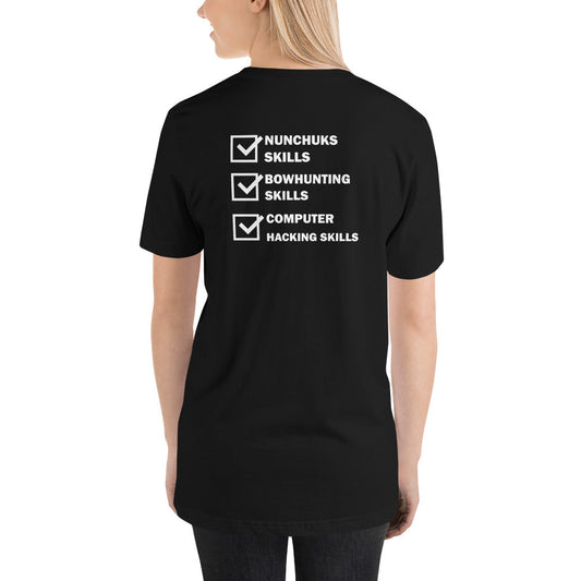 Computer Hacking Skills - Short-Sleeve Unisex T-Shirt (back print) by DarkByteGear