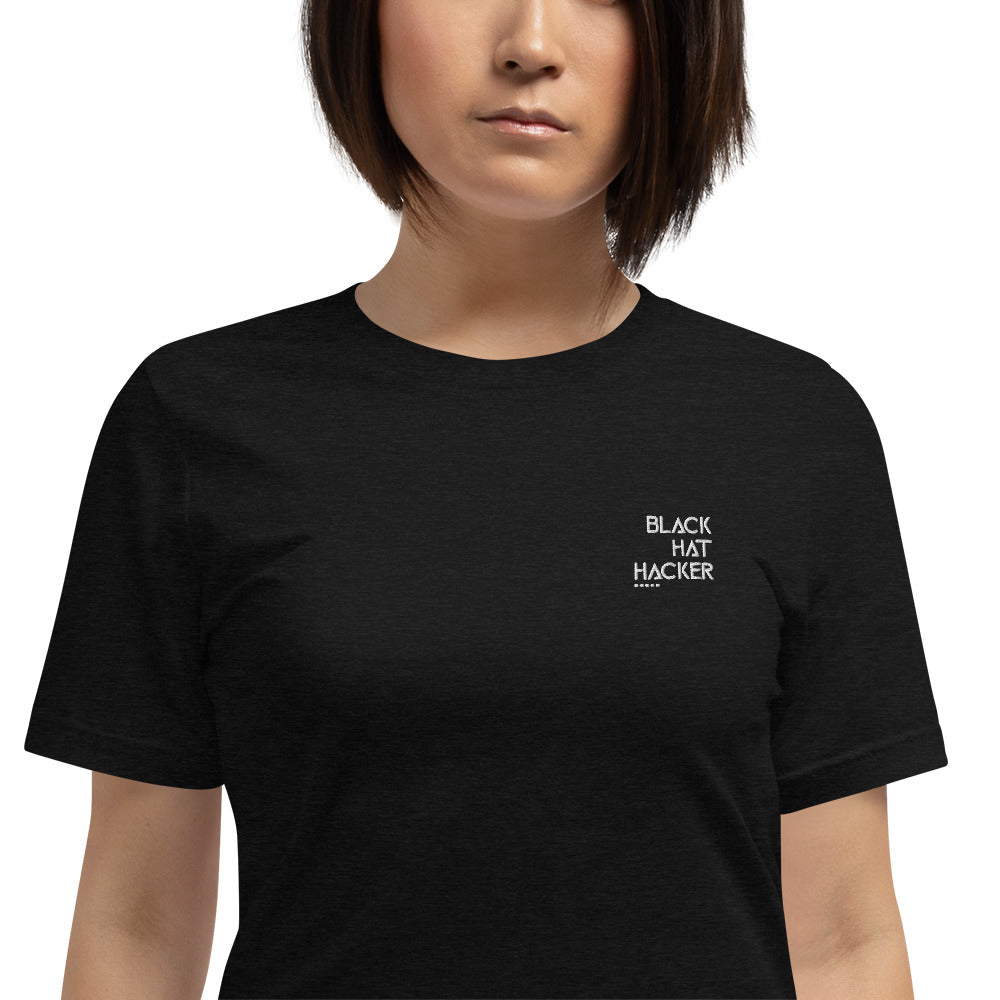 Black Hat Hacker - Short-Sleeve Unisex T-Shirt (embroidered ) by DarkByteGear