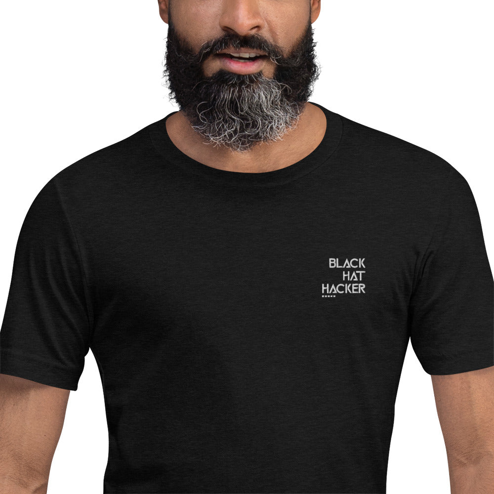 Black Hat Hacker - Short-Sleeve Unisex T-Shirt (embroidered ) by DarkByteGear