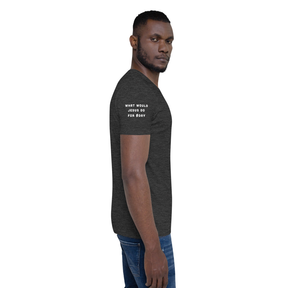 What would Jesus do for 0day - Short-Sleeve Unisex T-Shirt (all side print) by DarkByteGear