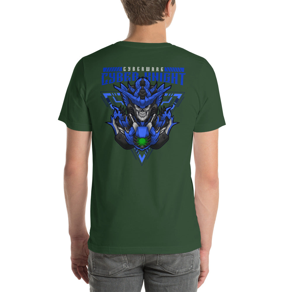 CyberWare Cyber knight - Short-Sleeve Unisex T-Shirt (back print) by DarkByteGear