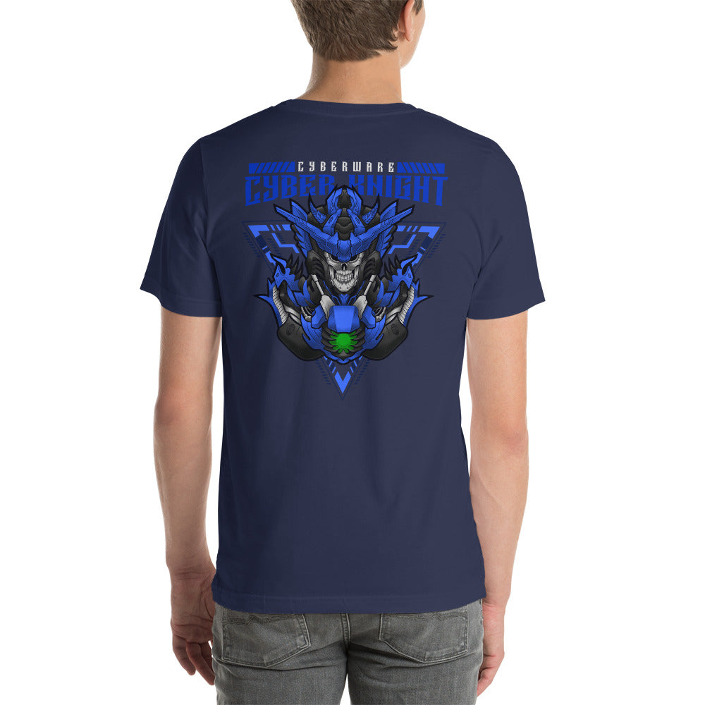 CyberWare Cyber knight - Short-Sleeve Unisex T-Shirt (back print) by DarkByteGear