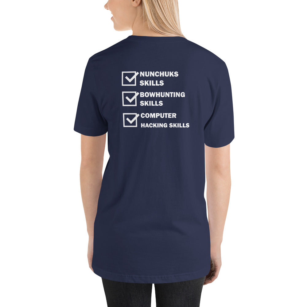 Computer Hacking Skills - Short-Sleeve Unisex T-Shirt (back print) by DarkByteGear