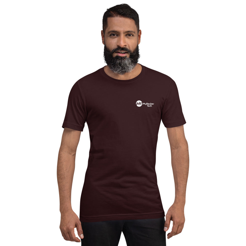 On the 8th day God created hackers - Short-Sleeve Unisex T-Shirt (back print) by DarkByteGear