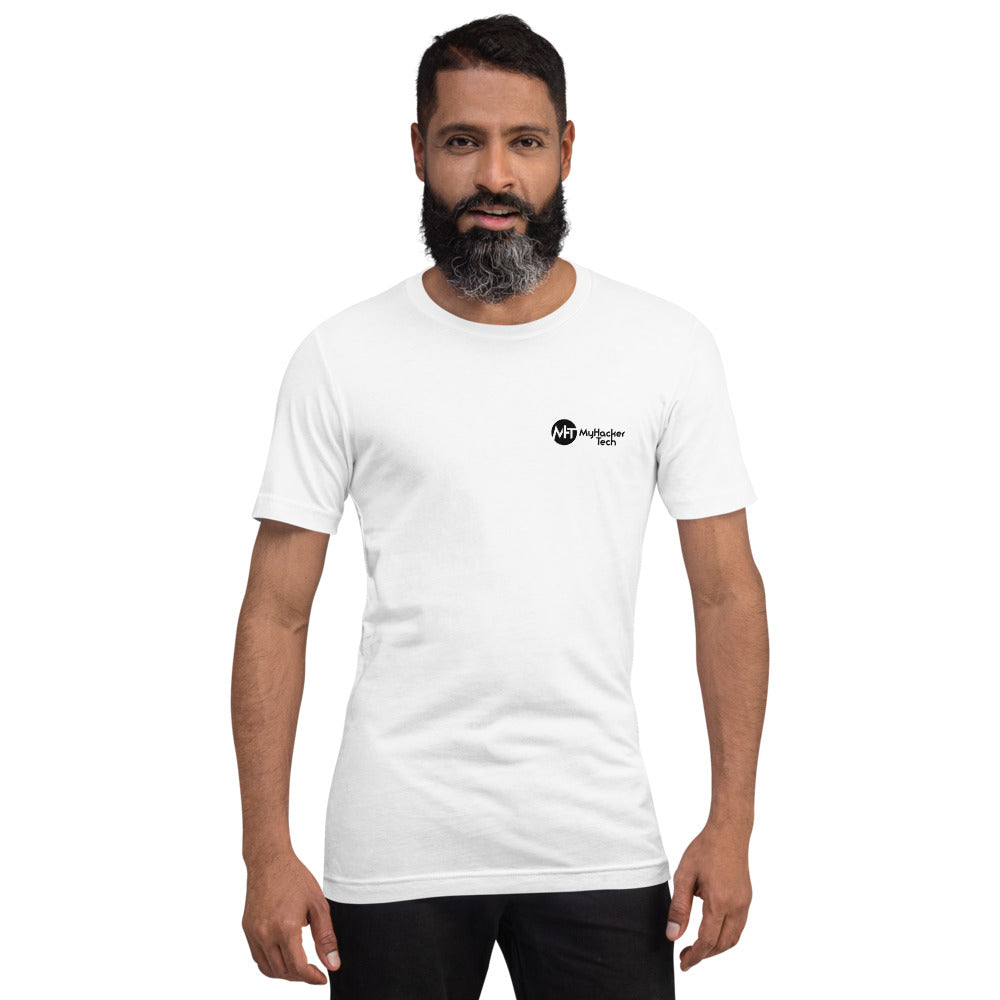On the 8th day God created hackers - Short-Sleeve Unisex T-Shirt (back print) by DarkByteGear