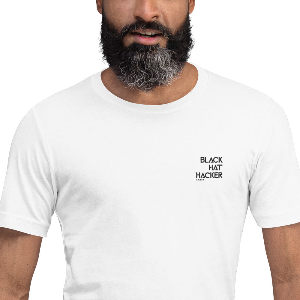 Black Hat Hacker - Short-Sleeve Unisex T-Shirt (embroidered ) by DarkByteGear