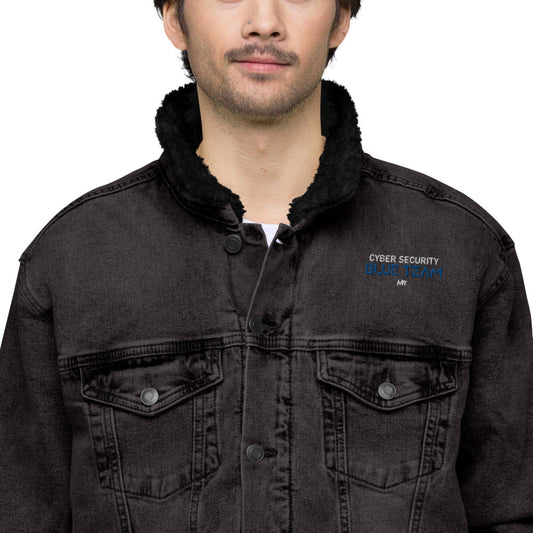 Cybersecurity Blue Team v4 - Unisex denim sherpa jacket by DarkByteGear