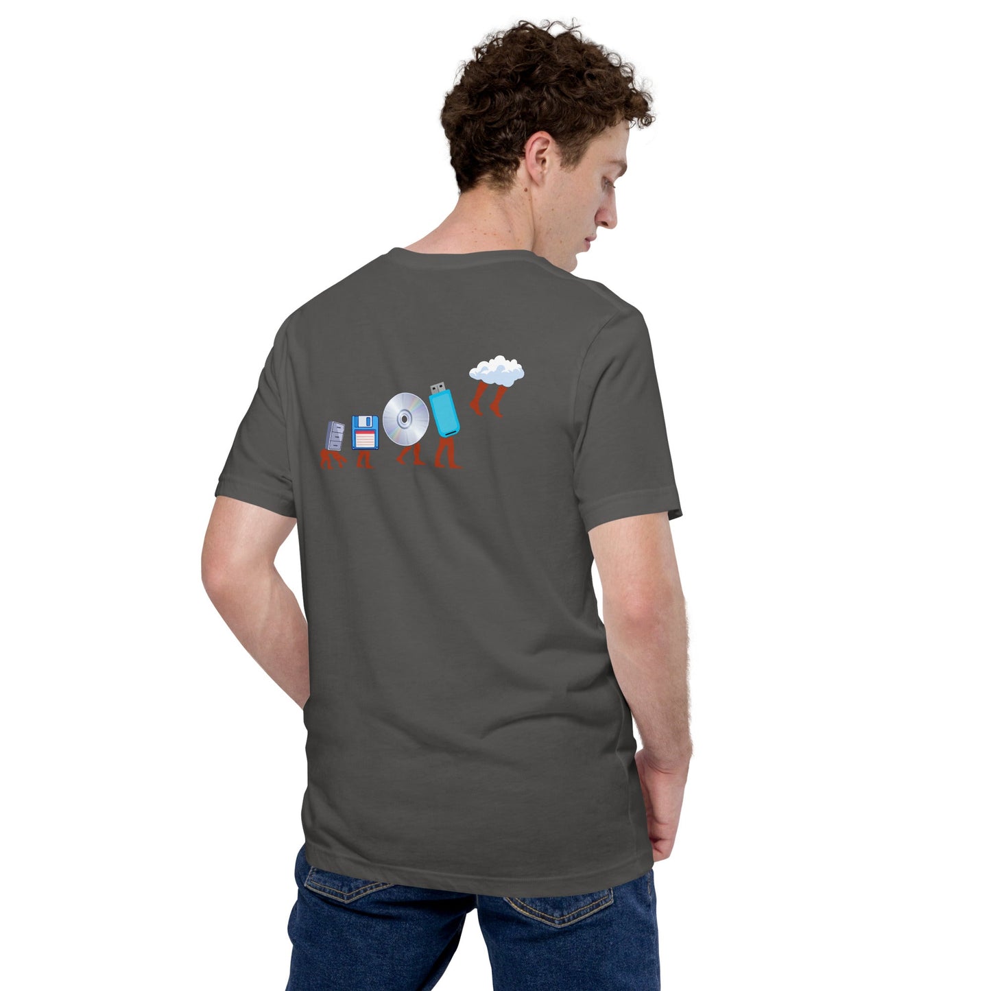 Evolution of data storage - Unisex t-shirt (back print) by DarkByteGear