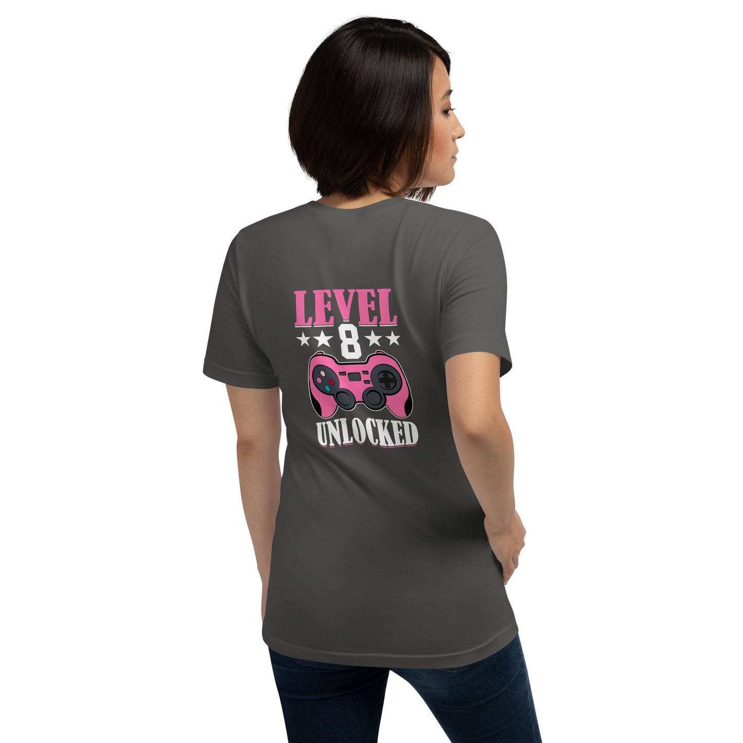 Level 8 Unlocked - Unisex t-shirt ( Back Print ) by DarkByteGear