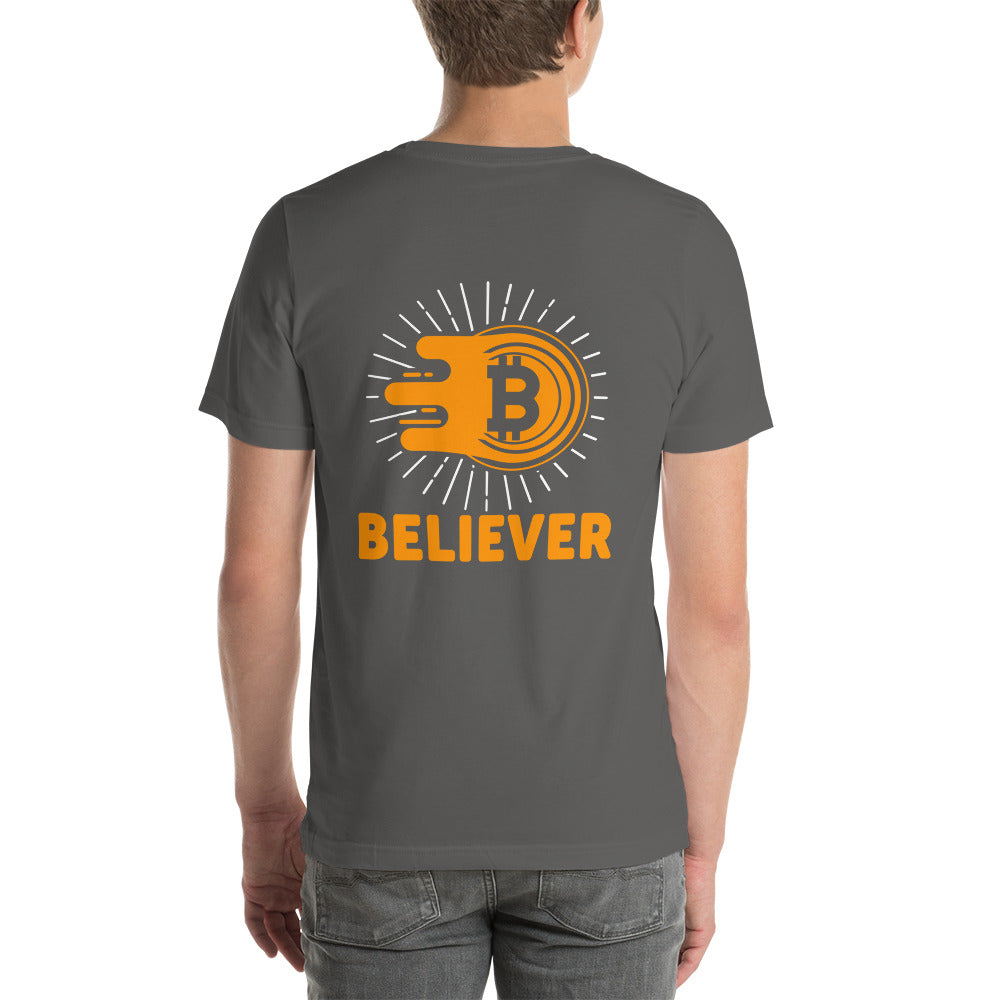 Bitcoin Believer Unisex t-shirt ( Back Print ) by DarkByteGear