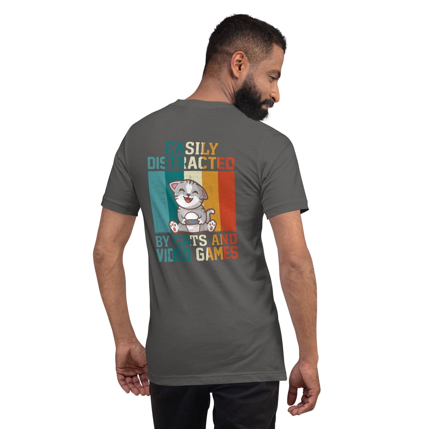 Easily Distracted by Cats and Video Games Unisex t-shirt by DarkByteGear