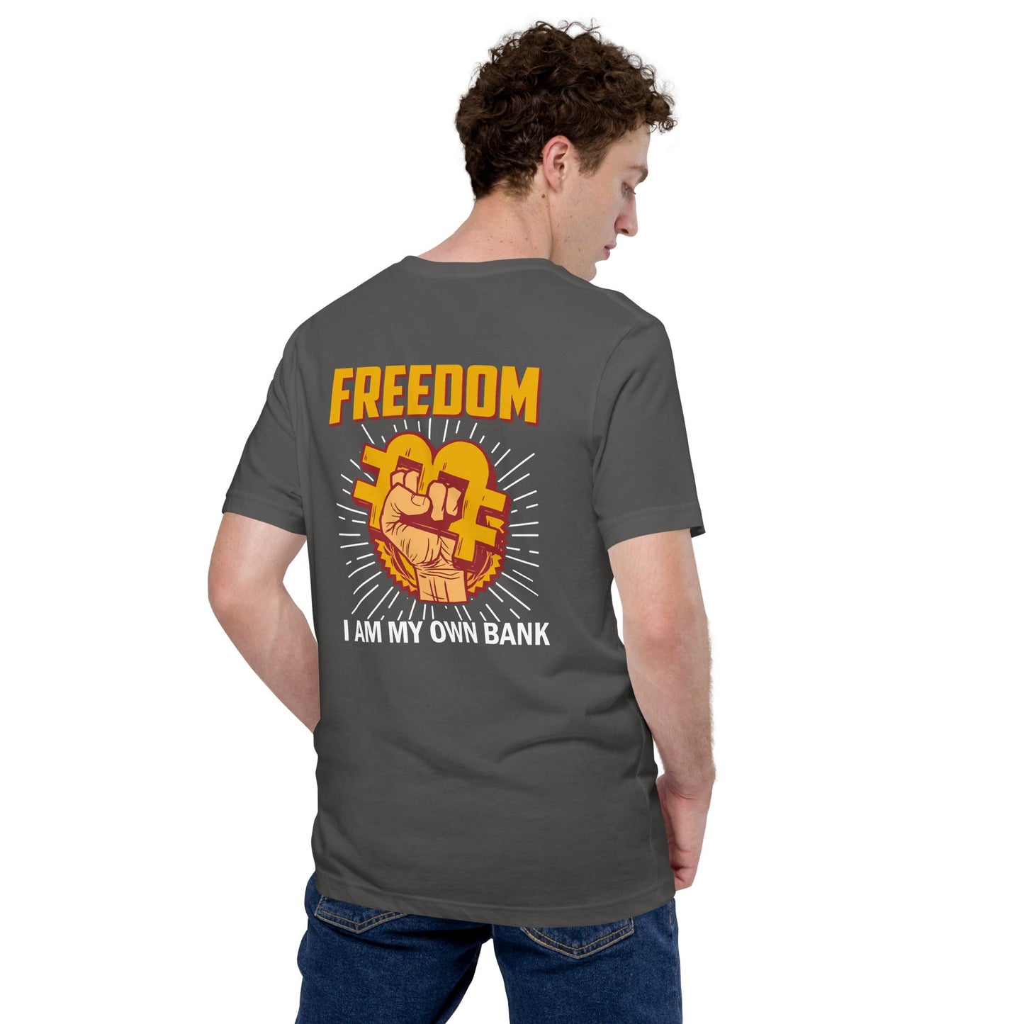 Bitcoin Freedom; I am my Own Bank - Unisex t-shirt ( Back Print ) by DarkByteGear