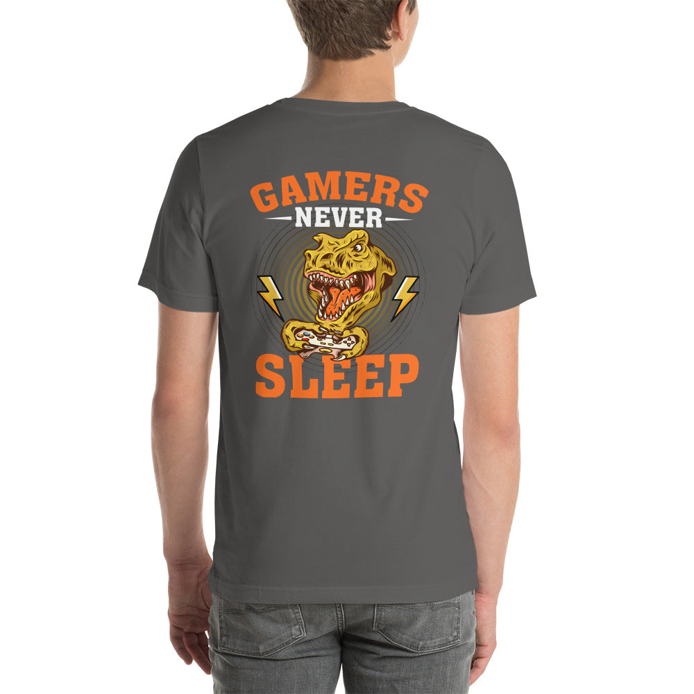 Gamers never sleep V2 - Unisex t-shirt ( Back Print ) by DarkByteGear