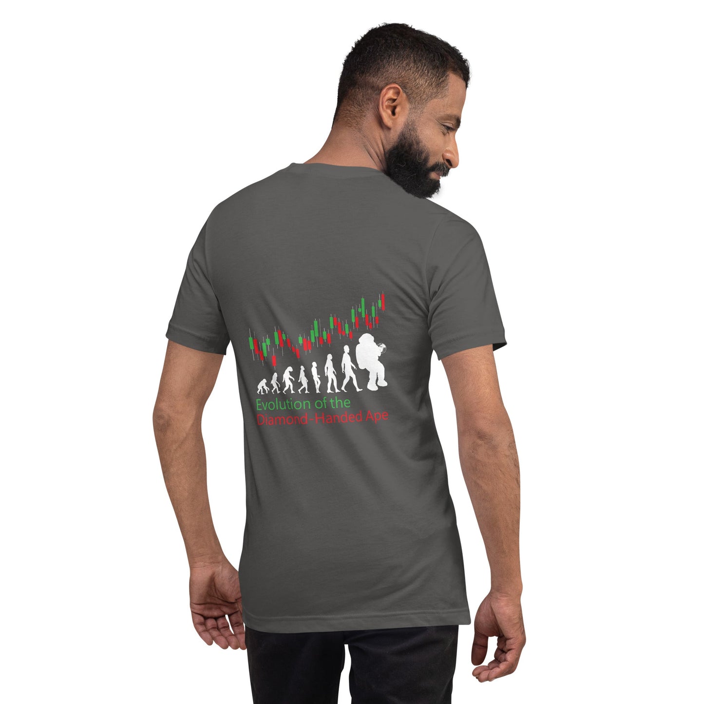 Evolution of the Diamond-handed Ape - Unisex t-shirt ( Back Print ) by DarkByteGear