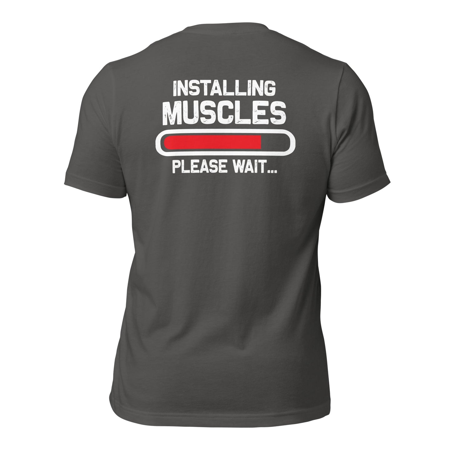 Installing muscles please wait - Unisex t-shirt (back print) by DarkByteGear