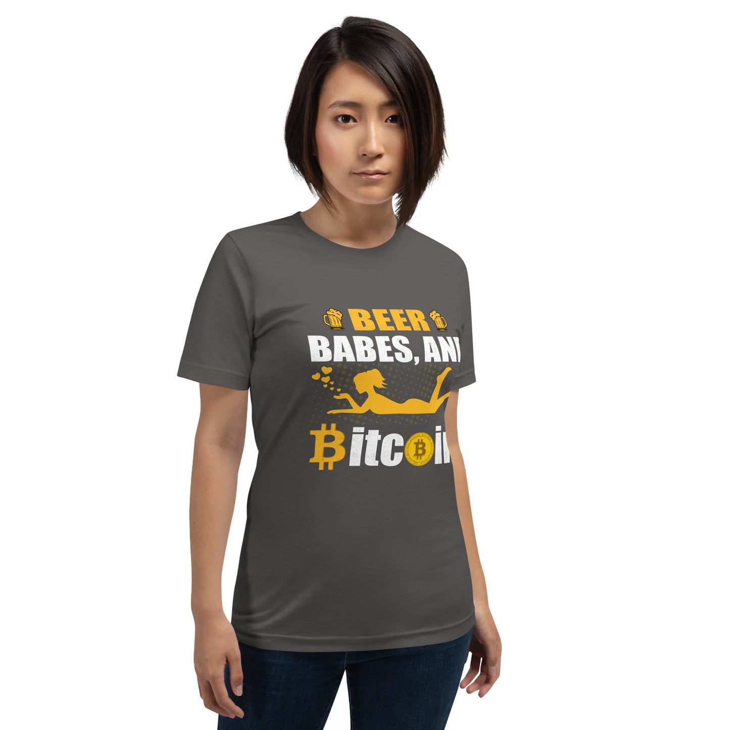 Beer Babe and Bitcoin Unisex t-shirt by DarkByteGear