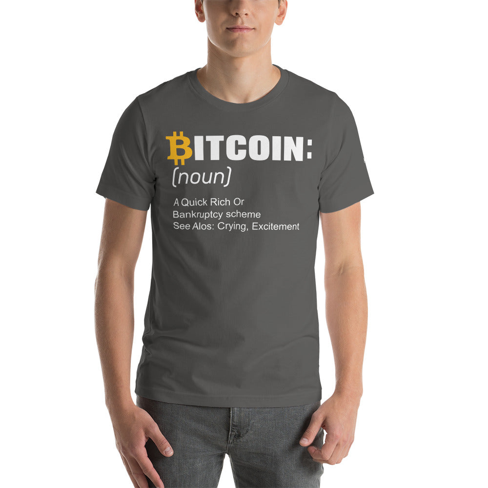 Bitcoin definition ( Yellow Cap B ) - Unisex t-shirt by DarkByteGear