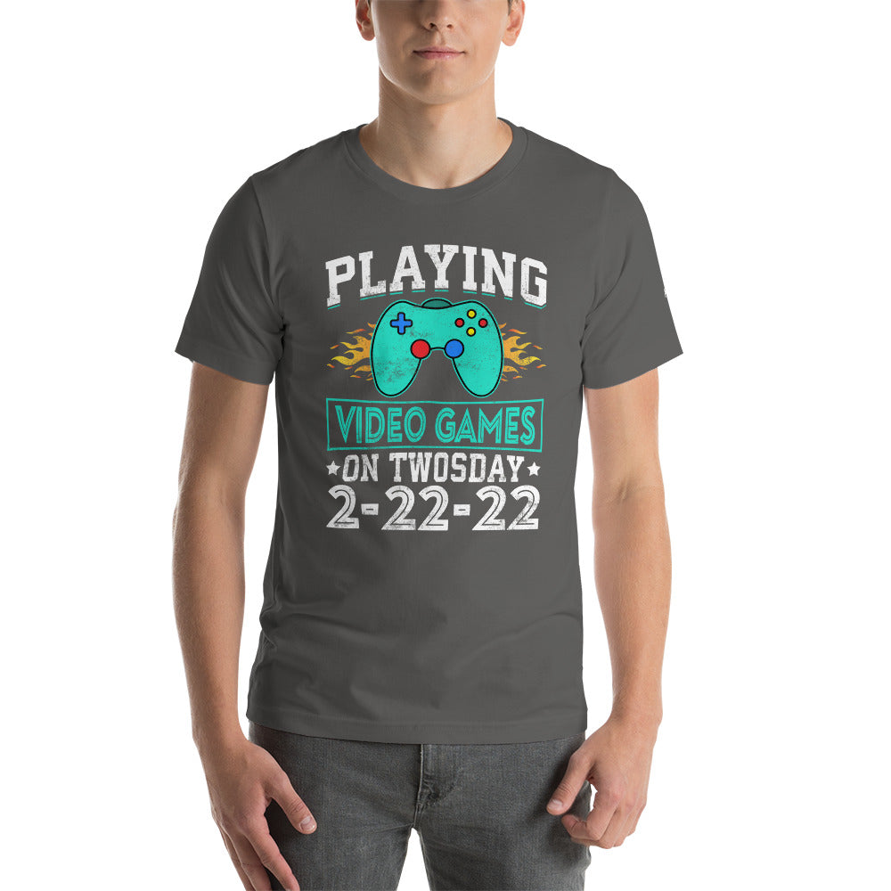 Playing Videogames on Twosday - Unisex t-shirt by DarkByteGear