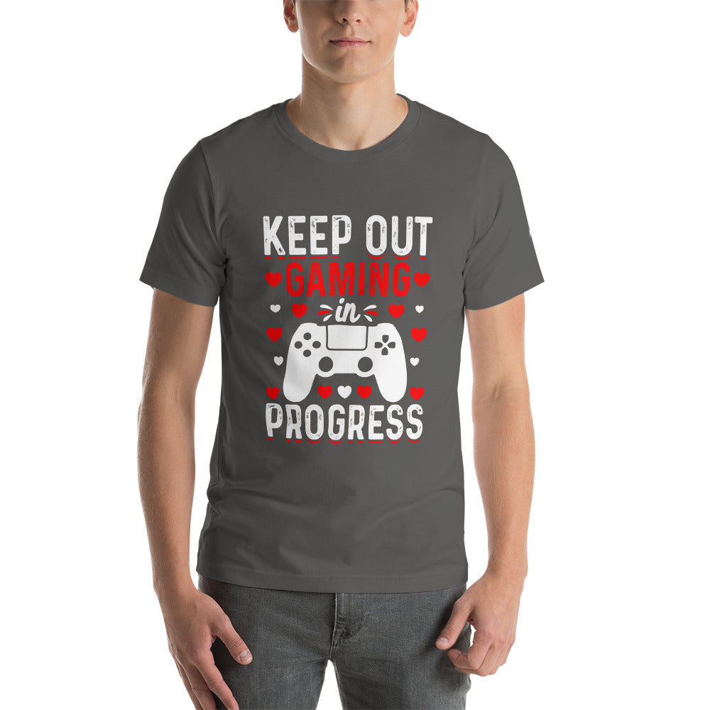 Keep out Gaming in Progress Unisex t-shirt by DarkByteGear