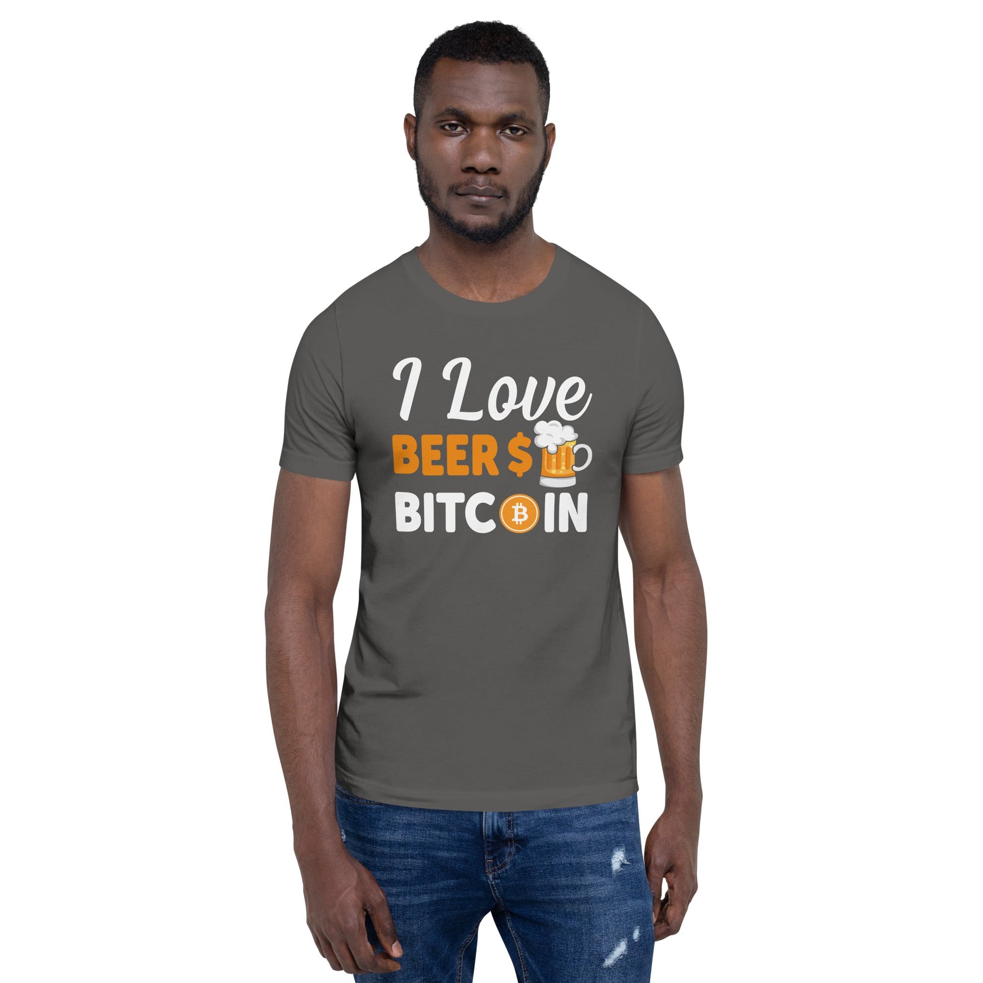 I Love Beer and Bitcoin Unisex t-shirt ( Back Print ) by DarkByteGear