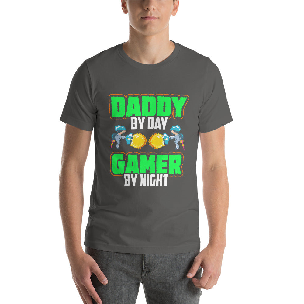 Daddy by Day, Gamer by Night Unisex t-shirt by DarkByteGear