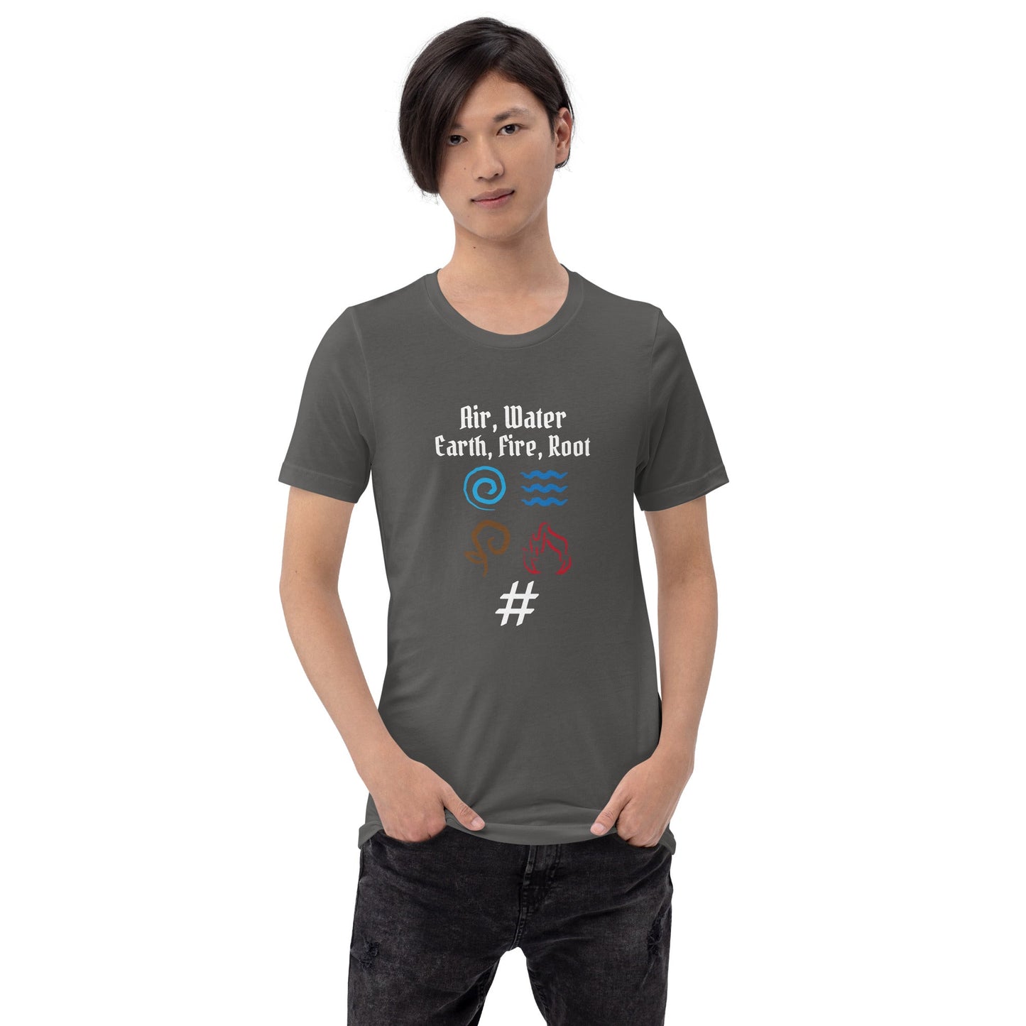 Air, Water, Earth, Fire, Root - Unisex t-shirt by DarkByteGear