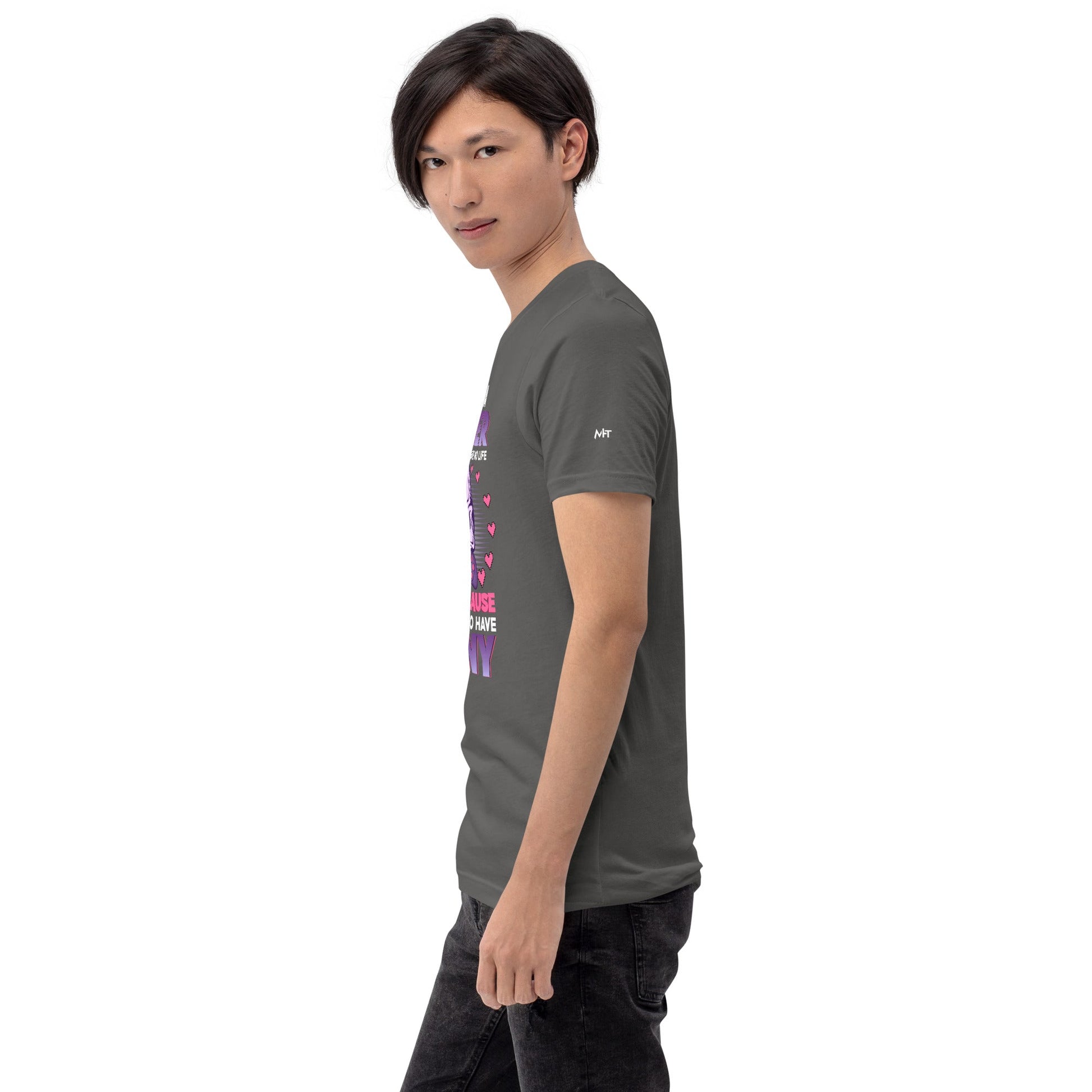 I am a Gamer not because I have no life ( Purple text ) - Unisex t-shirt by DarkByteGear