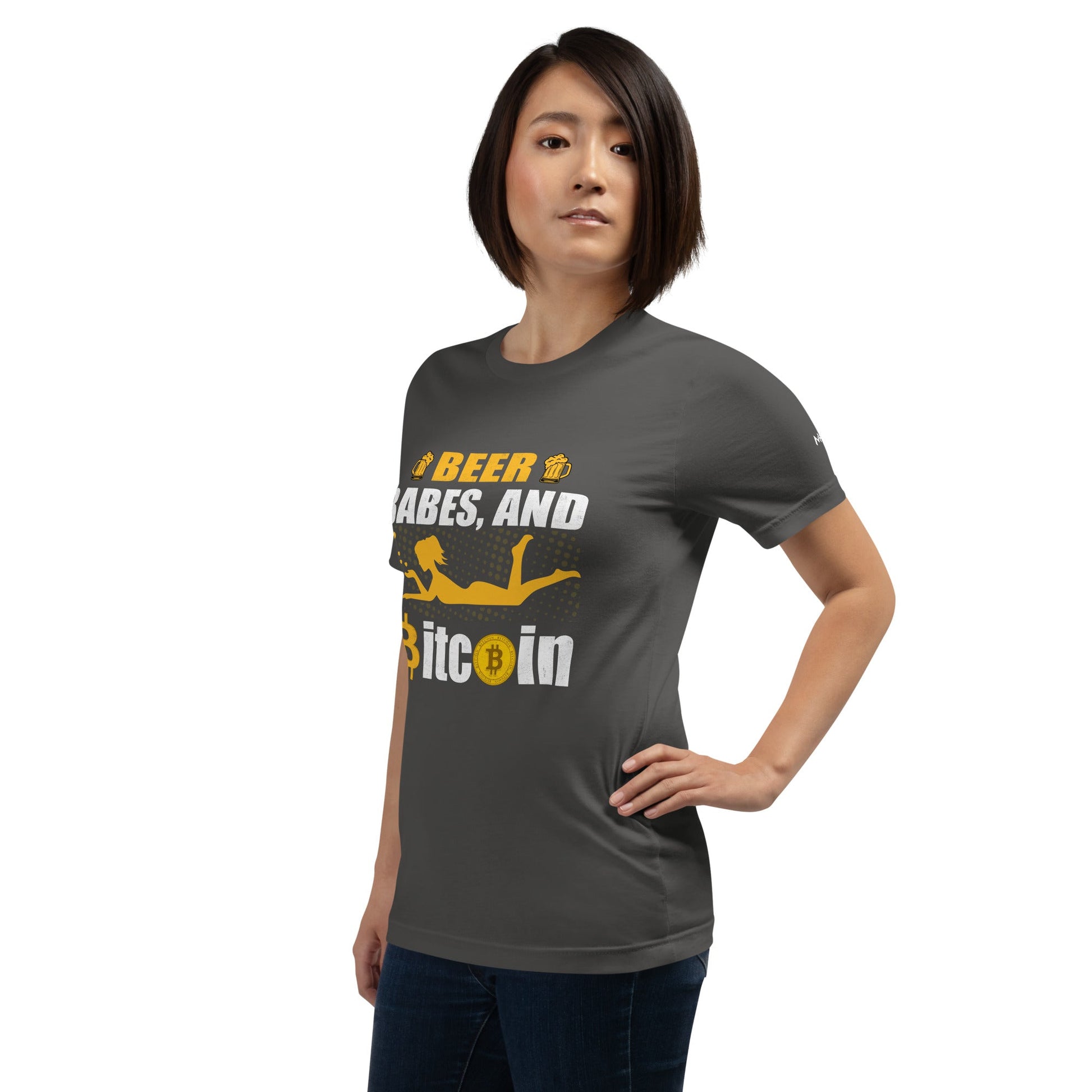 Beer Babe and Bitcoin Unisex t-shirt by DarkByteGear