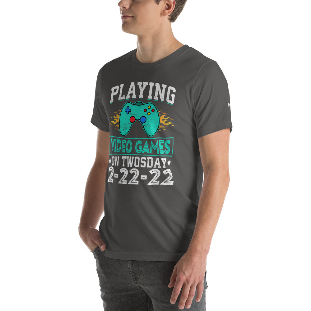 Playing Videogames on Twosday - Unisex t-shirt by DarkByteGear