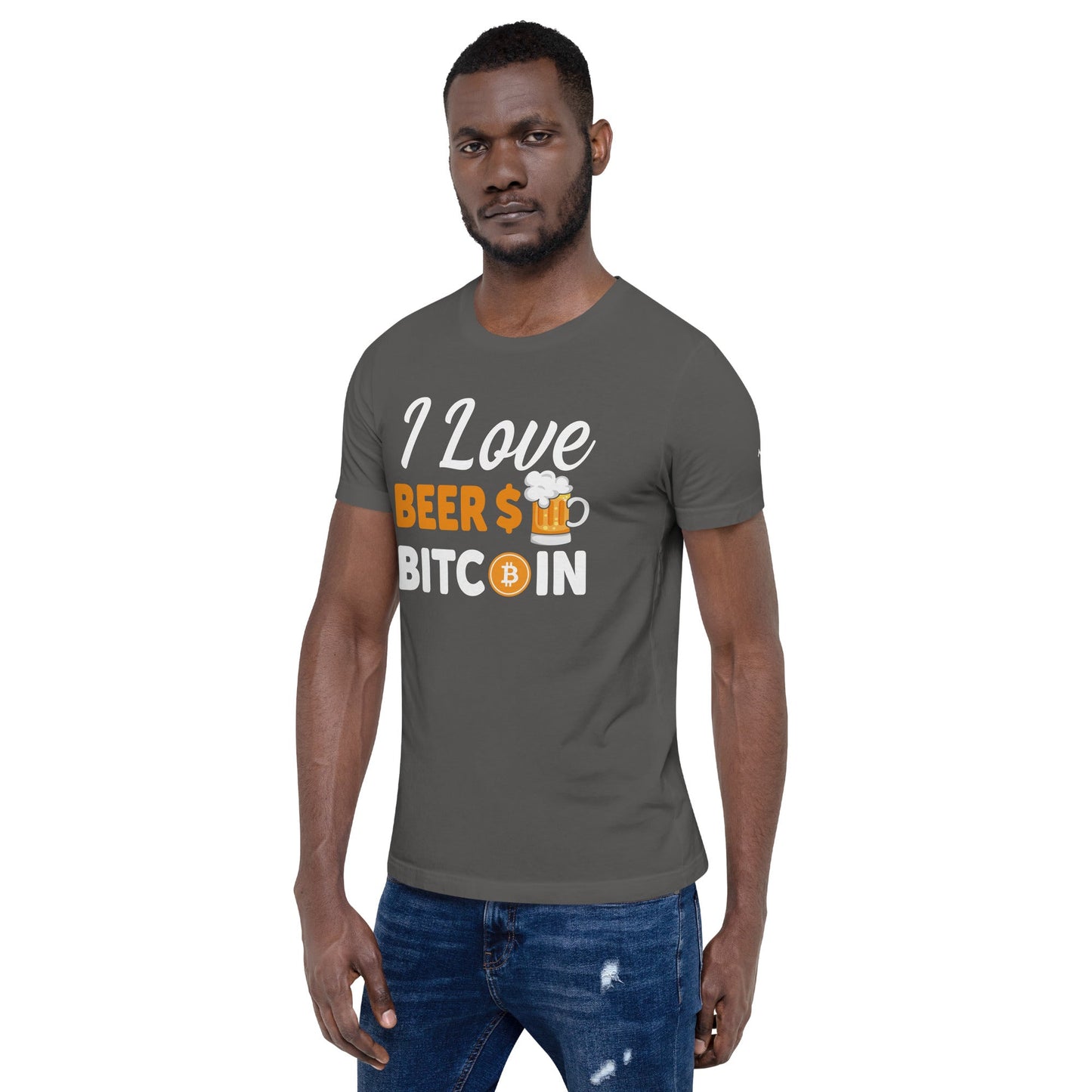 I Love Beer and Bitcoin Unisex t-shirt ( Back Print ) by DarkByteGear