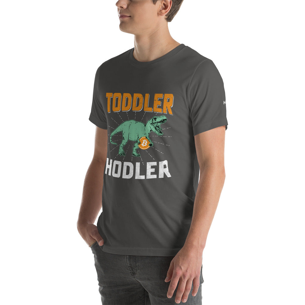 Toddler Bitcoin T-rex Holder - Unisex t-shirt by DarkByteGear