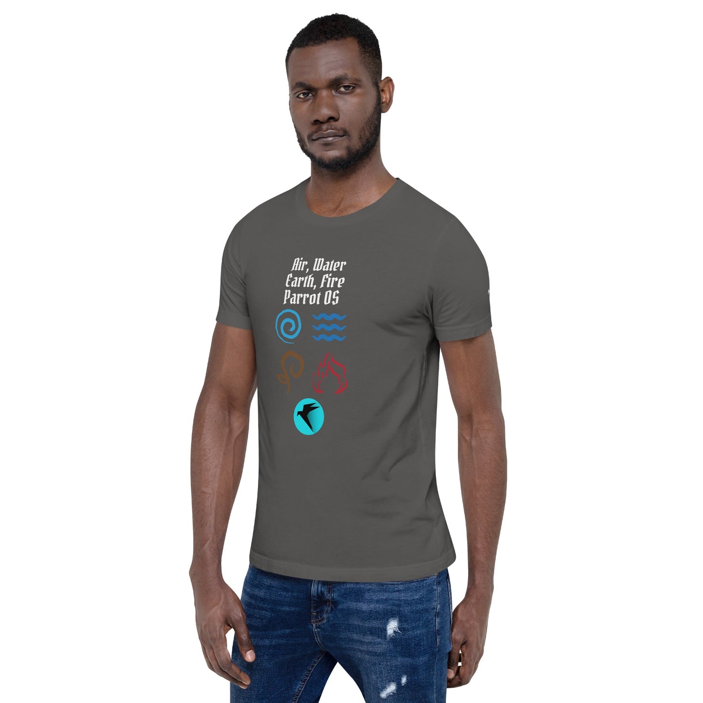 Air, Water, Earth, Fire, Parrot OS - Unisex t-shirt by DarkByteGear