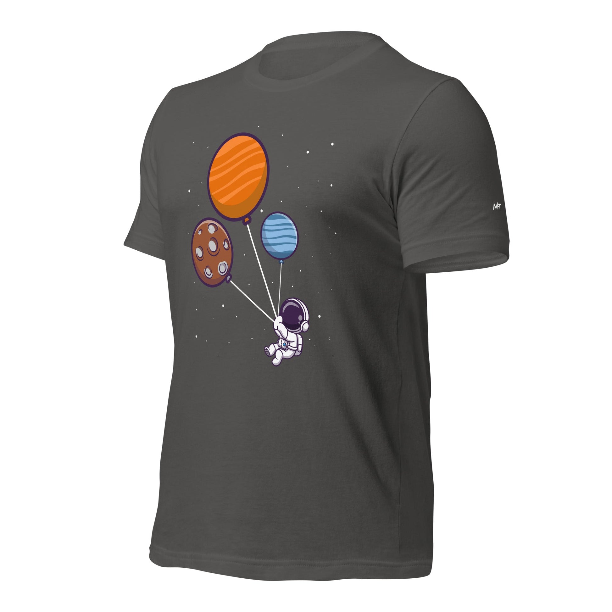 Astronaut with Balloons in Space - Unisex T-shirt by DarkByteGear