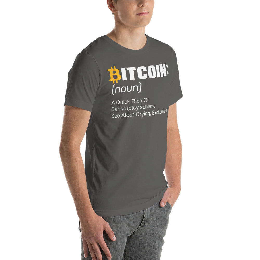 Bitcoin definition ( Yellow Cap B ) - Unisex t-shirt by DarkByteGear