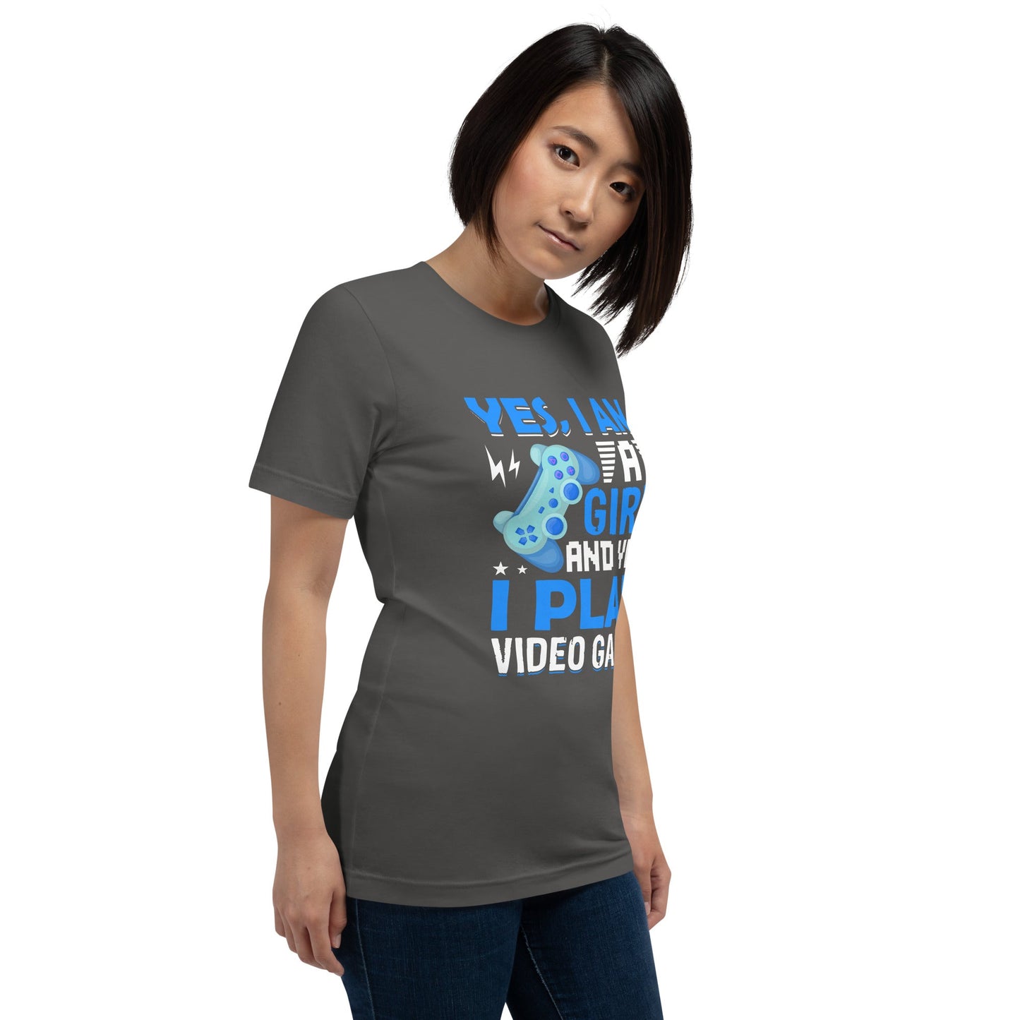 Yes, I am a Girl. Yes! I play Videogame Unisex t-shirt by DarkByteGear