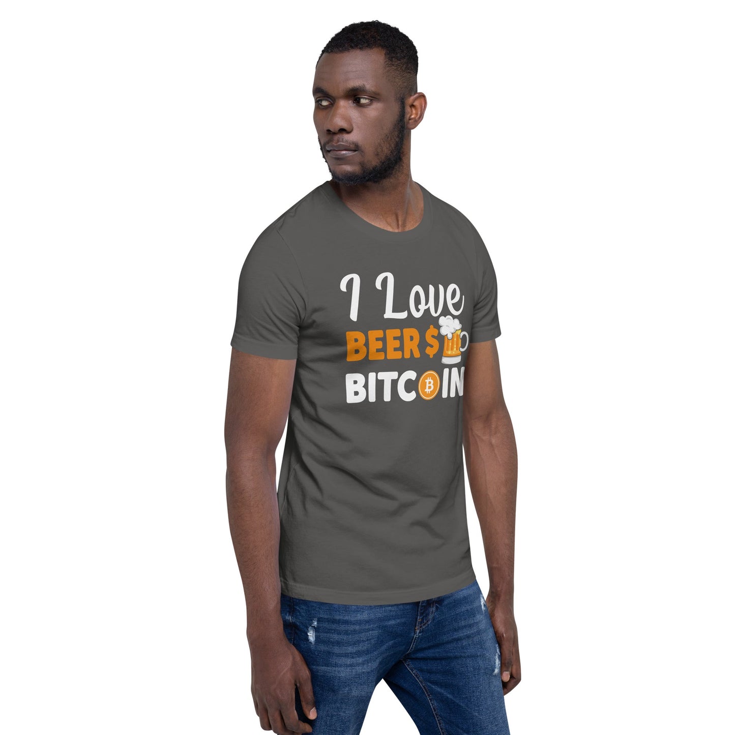 I Love Beer and Bitcoin Unisex t-shirt ( Back Print ) by DarkByteGear